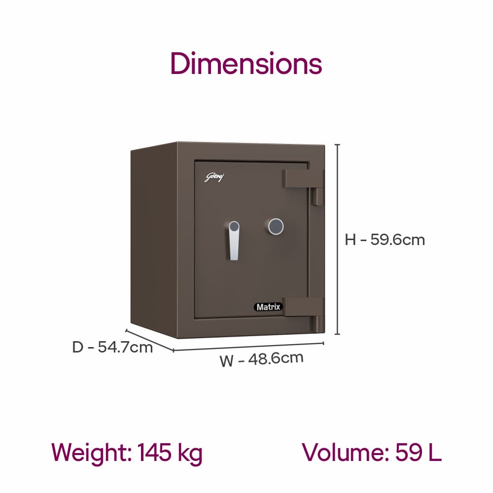 Godrej Matrix 1814 (59L) Key Lock Mechanical Safe (Coffee Brown)