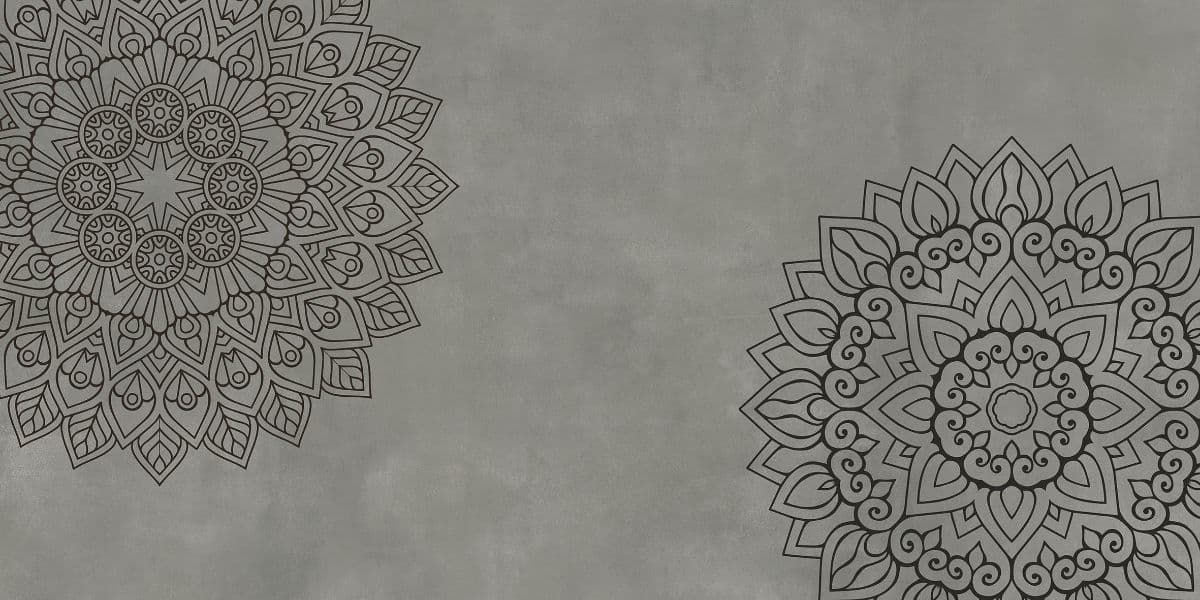 ANGR Premium Charcoal Grey Mandala Vitrified Tile (600x1200mm)